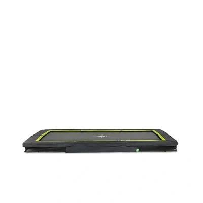 Image de EXIT Toys Trampoline Enterré Silhouette 214x305cm Rectangulaire Extérieur pour Enfants avec Filet de Sécurité et Système Protection des Pieds Bonne Puissance Saut Noir