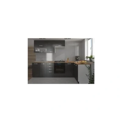 Image de LASSEN Cuisine complete d&#039;angle 240x165 cm avec plan de travail Gris Matera