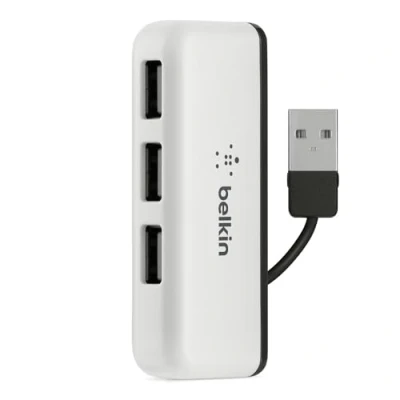 Image de Belkin F4U021BT hub &amp; concentrateur 480 Mbit/s Noir, Blanc Neuf