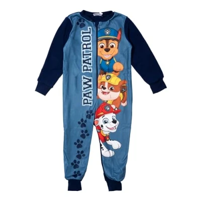 Image de Paw Patrol Jumpsuit pour garçons Combinaison Pyjama Enfants Manches Longues Bleu (DE/NL/SE/PL, Numérique, 98, 104, Regular, Bleu)