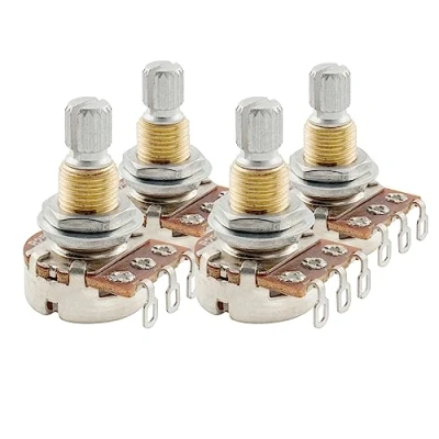 Image de Musiclily Pro Filetage Laiton Mini Métrique B250K Potentiomètres Linéaire Axe Cannelé pour Guitare électrique et Basse (Lot de 4)