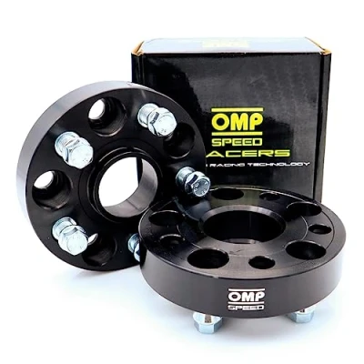 Image de OMP Speed Jeu de 2 Élargisseurs Voie (Entretoise Roue) Centrés/Bifixation Épaisseur: 30 mm PCD: 5x112 CB: 57,1 OD: 150 Boulon x10 M14x1,5 Aluminium Noir OMPS09143001