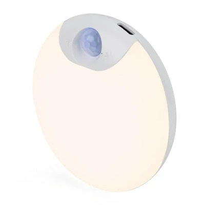 Image de Brendz Veilleuse Detecteur de Movement Ronde, Rechargeable par USB C, Magnétique, Blanc Chaud 3000K, Variable, Lampe LED Rechargeable, Lumiere LED, Placard