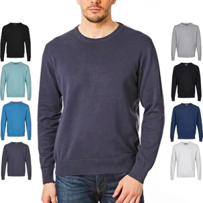 Image de Castle Point CSPKNT003 Pull 100 % coton pour homme, col rond, Marine, L