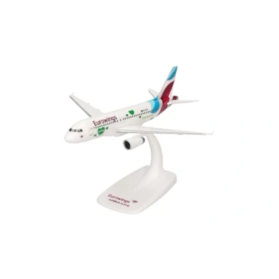Image de herpa modèle d&#039;avion Snap Fit Eurowings Airbus A319 Styrie, Miniature à l&#039;échelle 1:200, Objet de Collection, avec Support, Plastique