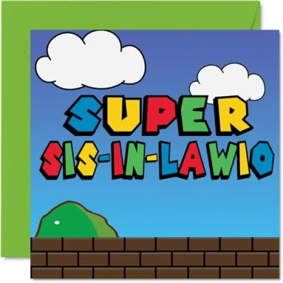 Image de cartes d&#039;anniversaire pour beau fils Super Sis in Lawio Carte amusante de la part maman, père, cadeaux fils, 145 mm x