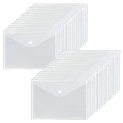 Image de Pochette Porte Document 24 Pochettes A5 Plastique Transparente avec Bouton Pression en Polypropylène