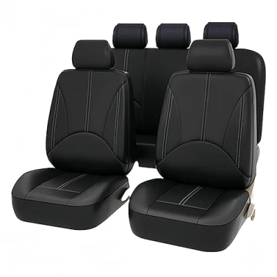 Image de Auto HIGH Couverture de Siège Voiture Universelle 11 Pièces Housse Complet Ensembles Couvre/Protecteurs Sièges Avant et Arrière Similicuir, Noir #1