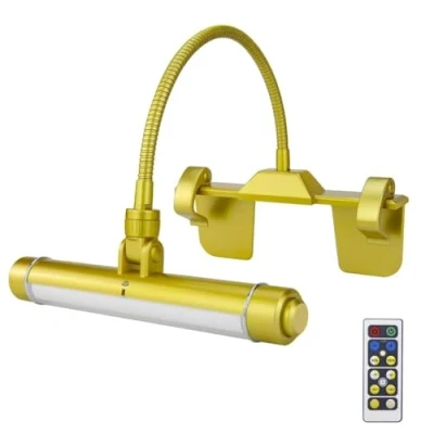 Image de HONWELL Lampe Murale à Télécommande, Eclairage d&#039;un tableau LED sans fil, tête d&#039;éclairage rotative avec 3 modes d&#039;éclairage, d&#039;affichage rechargeable minuterie pour cadre de peinture, Or