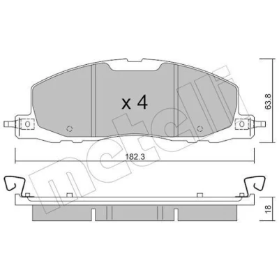 Image de METELLI 22 1330 0 Jeu de plaquettes frein contact signal d&#039;usure exclu FORD USA: Explorer Mk6