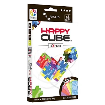 Image de HAPPY HCE300 Expert Cardboard Box 3D Puzzle, Pack of 6, 6 Marble Colours = Blue, Green, Yellow, Fuchia, Red and Purple, 1 12 x 9 0,8 cm (Würfel 4 cm)