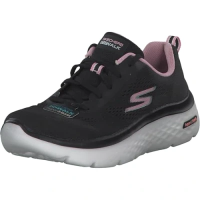 Image de Skechers Femme Go Walk Hyper Burst Chaussure de Course sur Route, Bordure Rose en Textile Noir, 38 EU