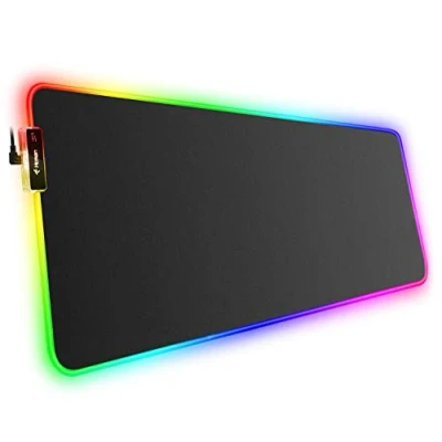 Image de Hcman RGB Tapis de Souris Jeu Grand, Epais (800x300x4mm) en LED Etendu Taille XXL avec Base Antidérapante Caoutchouc, Clavier d’Ordinateur Doux