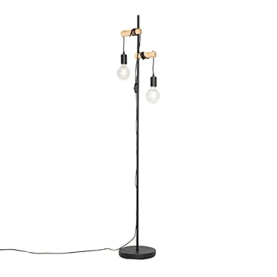 Image de Qazqa dami Lampadaire 2 lumière H 164 cm Noir Rustique éclairage intérieur Salon I Chambre Cuisine Salle à manger