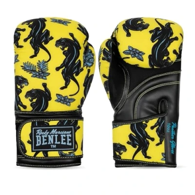 Image de Benlee Gants de Boxe en Cuir synthétique et Textile Panthère Jaune/Noir/Bleu 08 oz