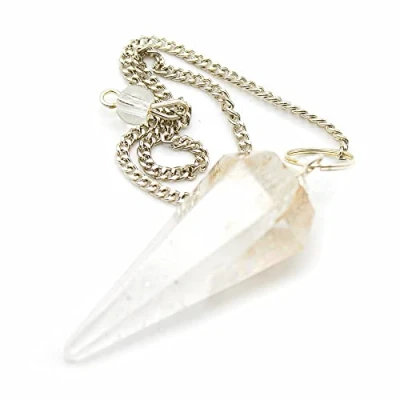 Image de DOJA Barcelona Pendule Divinatoire 7 Chakras Pierre Quartz Blanc Pierres Lithotherapie, Precieuse pour Meditation, Radiesthesie, Spirituel Objet, Bien Etre, Esoterisme Objet