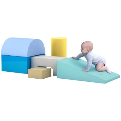 Image de AIYAPLAY 6PCS Module motricité bébé Parcours Blocs de Construction en Mousse avec Housse revêtement synthétique Jouets éducatifs pour Enfants d&#039;âge préscolaire, Multicolore
