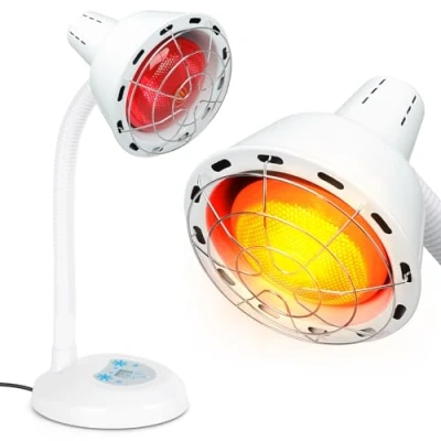 Image de Rkdely Lampe Infrarouge Chauffante 275W, Lumière Rouge Thérapie Soulage la Fatigue avec 10 Niveaux Réglages de Température et Temps