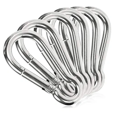 Image de com four® 6X Mousquetons Mousqueton de qualité supérieure en Acier Inoxydable 304 résistant aux intempéries Crochet d&#039;une capacité Charge 65 kg pour Les Porte clés 60 x 6 mm