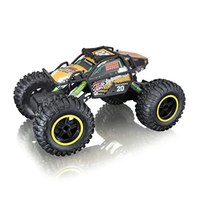 Image de Maisto Tech R/C Rock Crawler Pro Series 581334 Monster Truck radiocommandé, avec 4 Roues motrices et Commande à gâchette, Noir, 38 cm