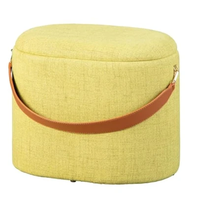 Image de Inter Link Tabouret de Rangement à Linge avec Espace Vert Jaune Tissu Dilia