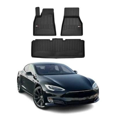 Image de OMAC Tapis de Sol en Caoutchouc Compatible avec Tesla Model S 2014 2020 Noir Premium