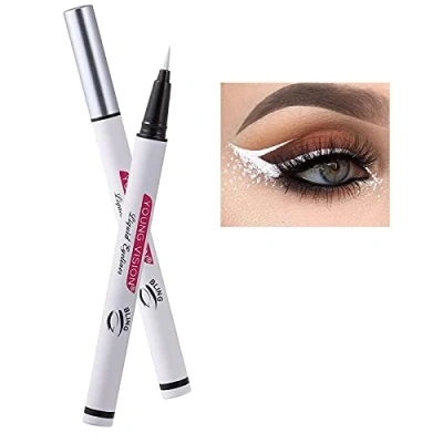 Image de Matte Liquid Eyeliner,Eyeliner Coloré,Eyeliner Waterproof,Eyeliner eyes Precision,Pointe feutre ultra précise,Eyeliner Pencil Stylo Liquide Eyeliner Precision Séchage Rapide,Flash (Blanc)