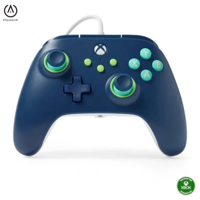 Image de manette filaire PowerA pour Xbox Series XS Bleu Marine, manette, de jeu vidéo filaire, jeu, compatible avec One