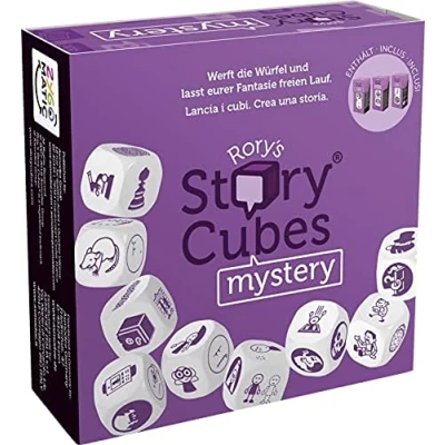 Image de Asmodee Italie, Rory&#039;s Story Cubes Mistery (Violet), Jeu de Dés pour Créer des Histoires, Édition en Italien, 8079