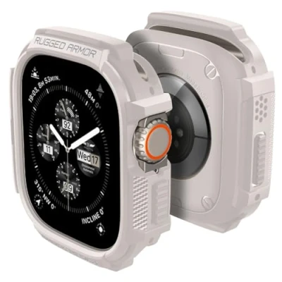 Image de Spigen Rugged Armor Coque Compatible avec Apple Watch Ultra 2 (2023) / (2022) 49mm Beige Dune