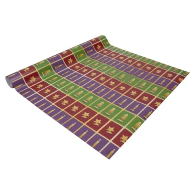 Image de SIGEL GP121 Papier cadeau de Noël &quot;Cut out style&quot;, vert, rouge, violet, 5 m x 50 cm