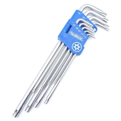 Image de HemBorta® Jeu Clef Torx avec 9 Décurité Cles T10 T50, Extra Longues Clés Allen Trous sur les Deux Extrémités T10, T15, T20, T25, T27, T30, T40, T45 et T50