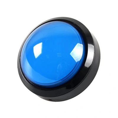Image de EG STARTS 4 Pouces 100mm Big dôme 12V LED Lumineux des Boutons poussoirs avec Micro pour Arcade Machine Jeux vidéo Pièces (Bleu)