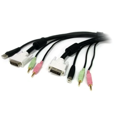 Image de Câble KVM de 1.80m USB DVI 4 en 1 avec Prises Audio et Micro 4x 3.5 mm Mâle 2x I 1x A B