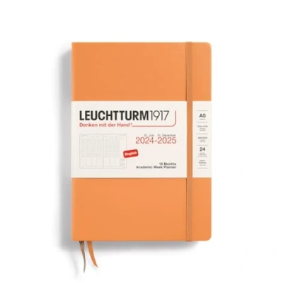 Image de LEUCHTTURM1917 370727 Planificateur Universitaire Medium (A5) 2025, 18 Mois (07.2024 12.2025) 12.2025), Couverture rigide, Apricot, Anglais