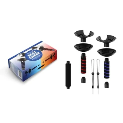 Image de Maxx Tech VR Beat Saber Kit designed for PSVR2 controllers, includes 2x 2 in1 dual grips compatible with Saber, Kayak Mirage, Whats The Bat, Drums Rock, Brain Beats + many more games