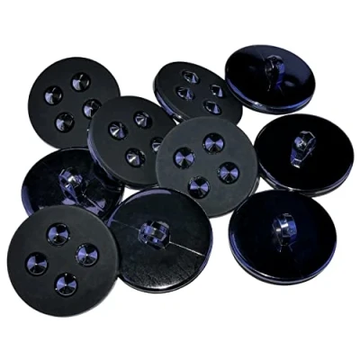 Image de AERZETIX C56819 Lot de 10 Boutons à coudre ronds queue 25x11 mm décoratifs 40L L40 couleur noir/bleu foncé ouverture 4 en métal mercerie/vêtements/couture/mode