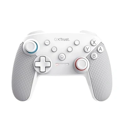 Image de Trust GXT 1246W Muta Manette Switch Sans Fil avec Bluetooth, Double Vibration, Capteur de Mouvement, Bouton Turbo et Capture d&#039;Écran, 15h Jeu, pour Nintendo Switch, Lite, OLED, Blanc