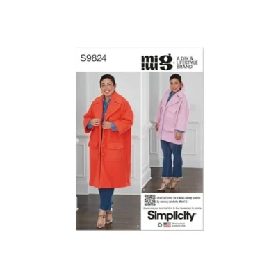 Image de SIMPLICITY SS9824A Manteau pour femme en deux longueurs par Mimi G Style A (XS S M L XL)