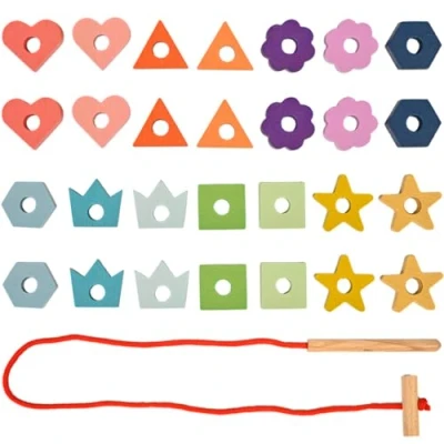 Image de TickiT 73564 Rainbow Wooden Lacing Shapes Threading Toy Early Years Educational Toys Stacking Toy, Medium