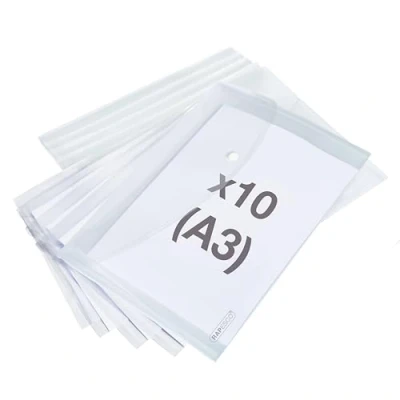 Image de Rapesco 1817 ECO Pochette à Bouton Pression, A3, Transparent, Lot de 10