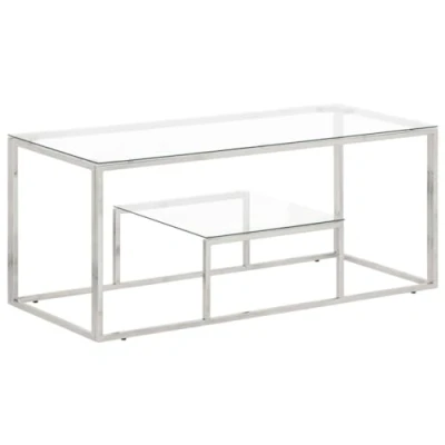 Image de vidaXL Table Basse argenté Acier Inoxydable et Verre trempé