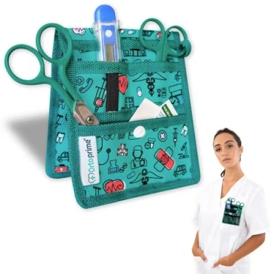 Image de OrtoPrime Matériel Aide Soignante PLUS DE COMPARTIMENTS Pochette Infirmière pour Blouse Accessoire Kit TAILLE IDÉALE
