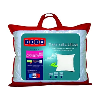 Image de DODO Oreiller Ultra Gonflant 60x60 Confort Moelleux Maxiconfort Thermolite Doux et Fibre Recyclée Fabriqué en France Lavable Machine à 40c
