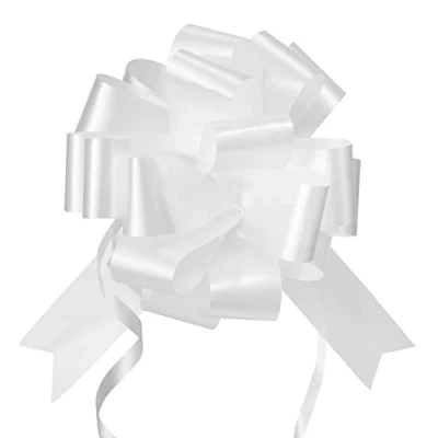 Image de QICEDER cocarde nœud pour nœuds de mariage, 40 pièces, blanc autotirant, rose, motif cocarde, baptême, voiture, décoration (blanc)