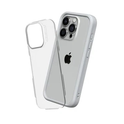 Image de RhinoShield Coque Compatible avec [iPhone 15 Pro] Mod NX Protection Fine Personnalisable Technologie d&#039;absorption des Chocs [sans BPA] Gris Platine