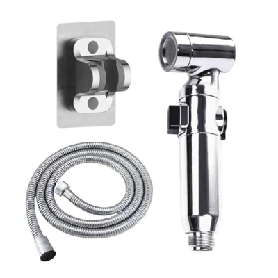 Image de Douchette Wc,Douchette Toilette Wc,Kit Lavabo avec Flexible Wc 150 cm et Support Sans Perçage,Douchette pour Salle de Bain,Cuisine,Douchette Kit Complet (Argent)