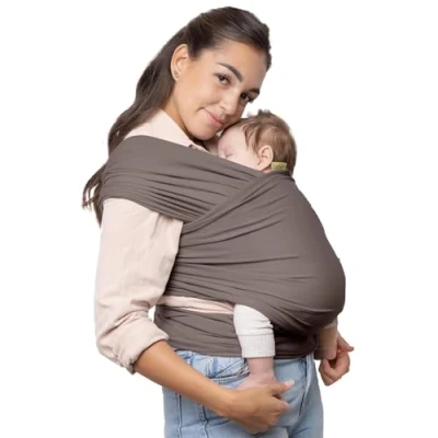 Image de Boba Wrap Echarpe De Portage, Grise Le Modèle Original L’Echarpe Portage Extensible Pour Les Bébés, Parfaite Nouveau Nés Et Enfants Pesant Jusqu’à 16 kg