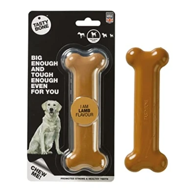 Image de TASTY BONE Jouet en Nylon Ultra Robuste pour Chien à l&#039;Agneau Grand