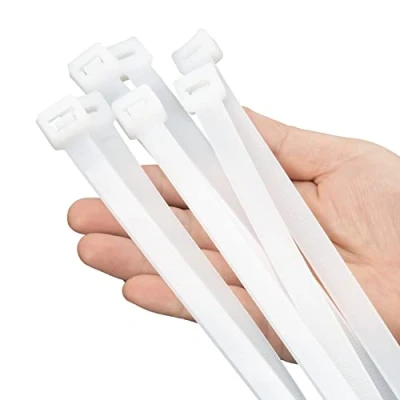 Image de XINGO Lot de 40 serre câbles blancs très résistants, 650 mm x 12 long avec 114 kg, ultra forte résistance à la traction, grands résistants aux UV pour une utilisation en extérieur